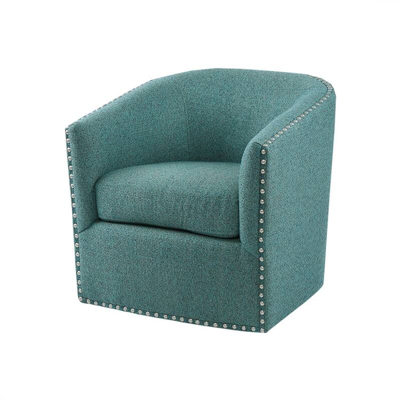 Swivel Barrel Chair With Rivet Detailing and Rotation