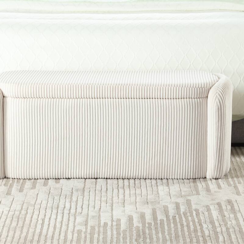 Entryway Upholstered Fabric Storage Ottoman