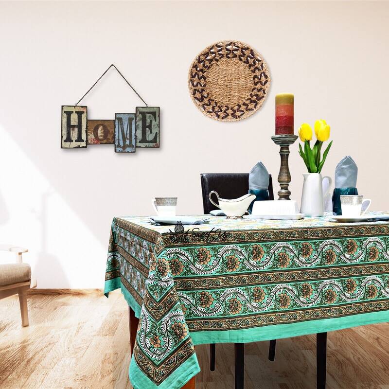 Cotton Floral Tablecloth for Rectangle Tables - Emerald Isle