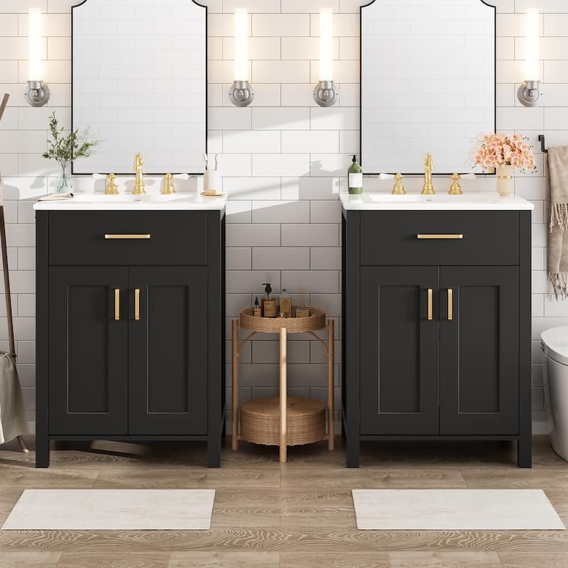 GDFStudio - Nova Wood & Ceramic Bathroom Vanity Cabinet with Single Sink