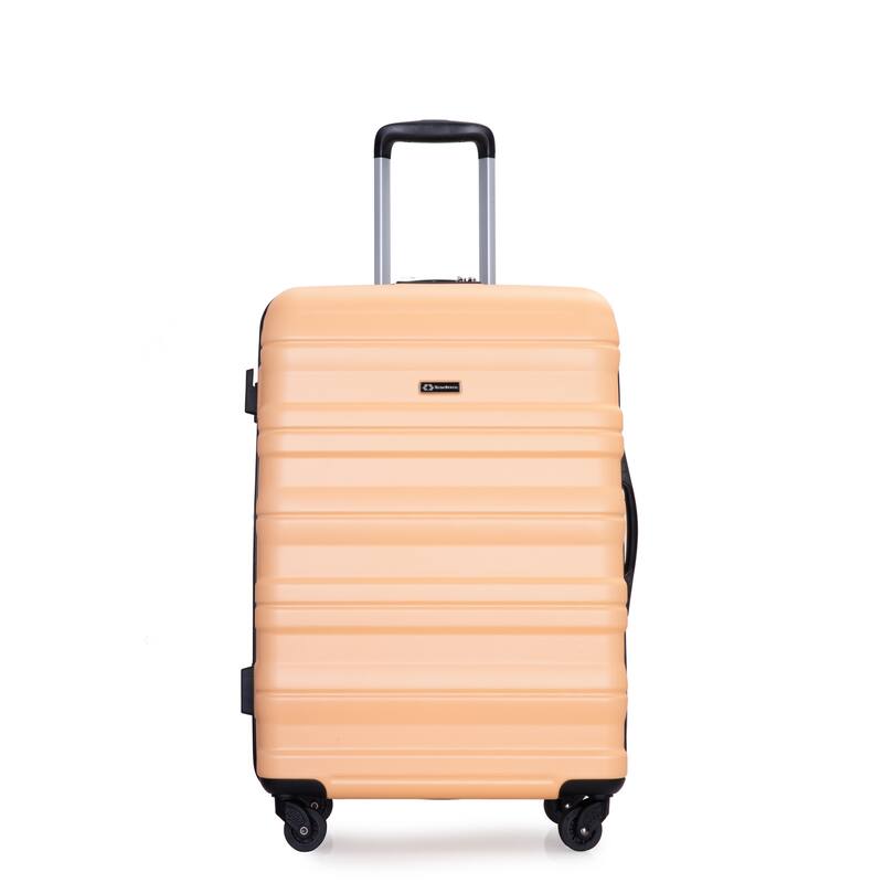 3-Piece, Expandable Luggage, Lightweight Luggage with 2 Hooks, TSA Lock, and Swivel Wheels, for Boarding Travel, Peach