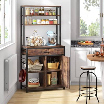 6-Tier Kitchens Bakers Racks with Cabinet and Drawer