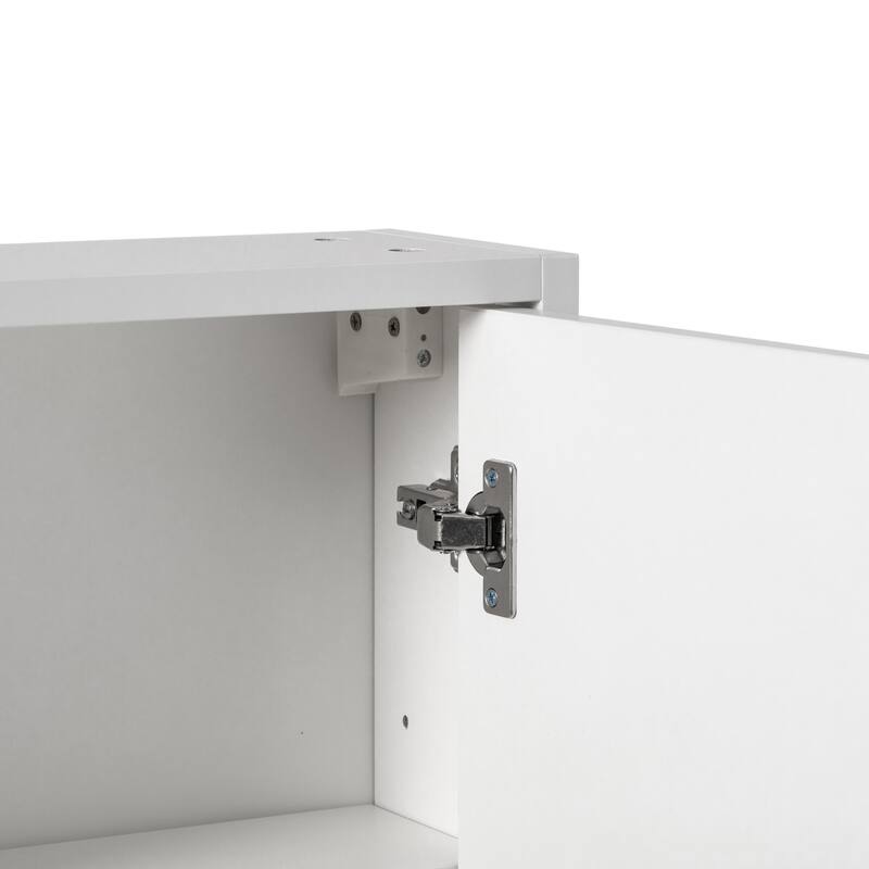 Wall Mount Bathroom Mirrored Storage Cabinet with Open Shelf | 2 Adjustable Shelves Medicine Organizer Storage Furniture