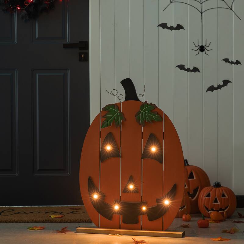 Glitzhome 29"H Halloween Lighted Cutout Pumpkin Porch Decor