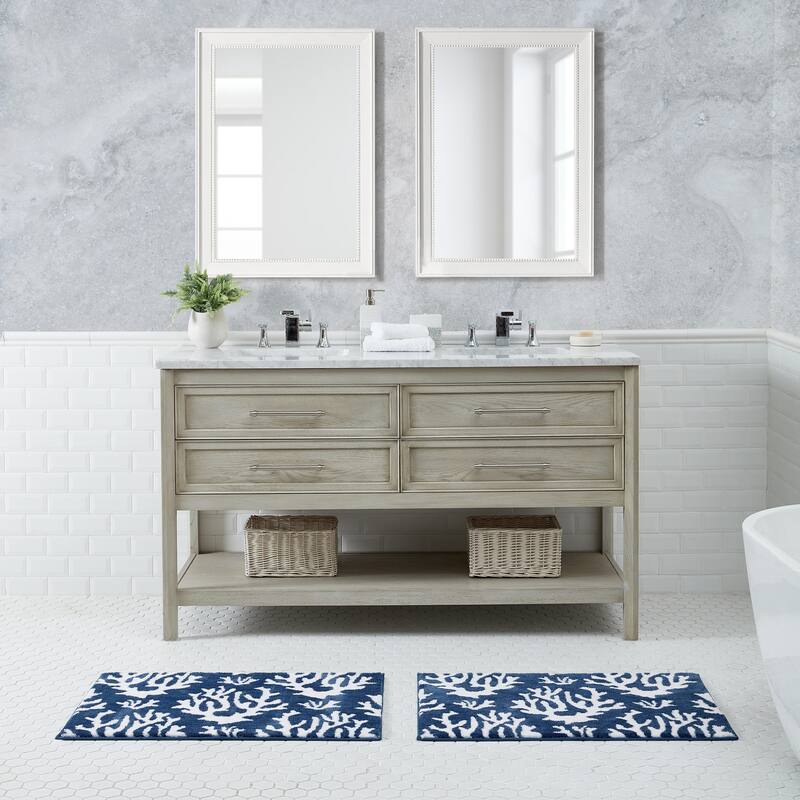 Nautica 2 Piece Printed Cotton Bath Rug Set