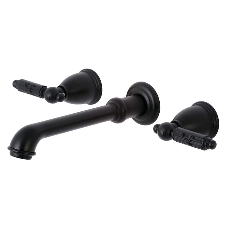 Kingston Brass Georgian Two-Handle 3-Hole Wall Mount Bathroom Faucet - Matte Black
