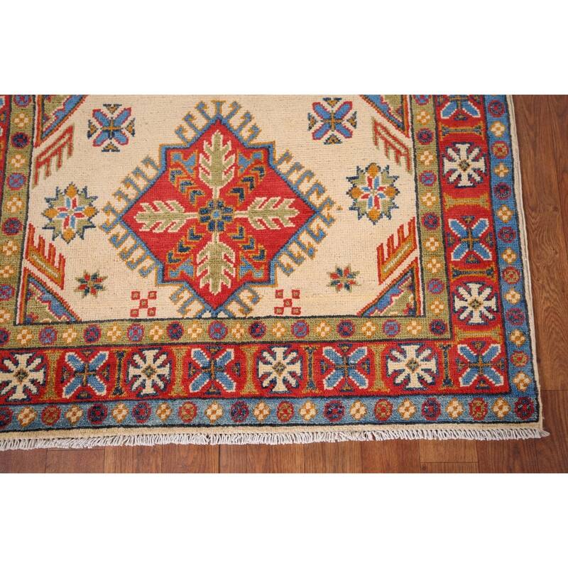 Handmade Kazak Oriental Accent Rug Handmade Wool Carpet - 3'2" x 5'1"