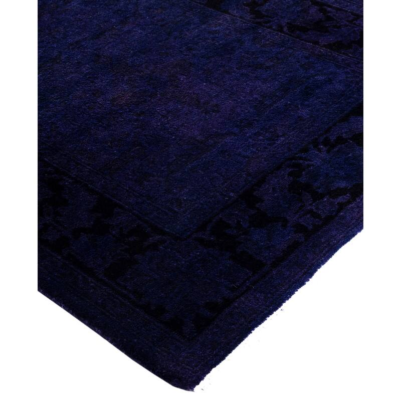 Overdyed One-of-a-Kind Hand-Knotted Area Rug - Purple - 2' 6" x 14' 1"