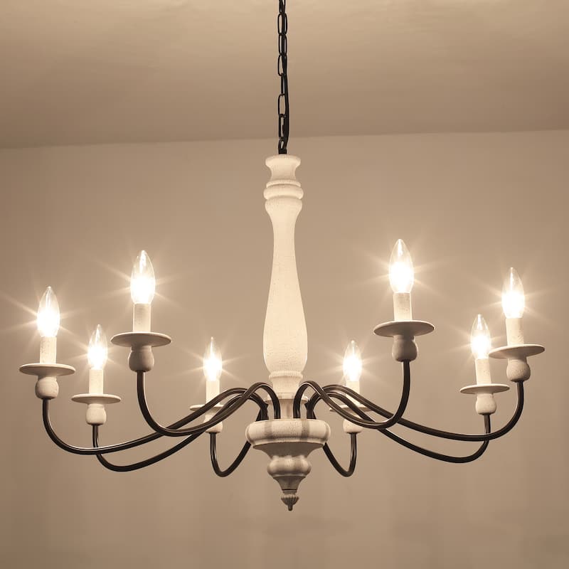 Modern Farmhouse Chandelier, 8-Light Candle Chandelier for Living Room Kitchen Island Dining Foyer - W31.1"x H20.66"
