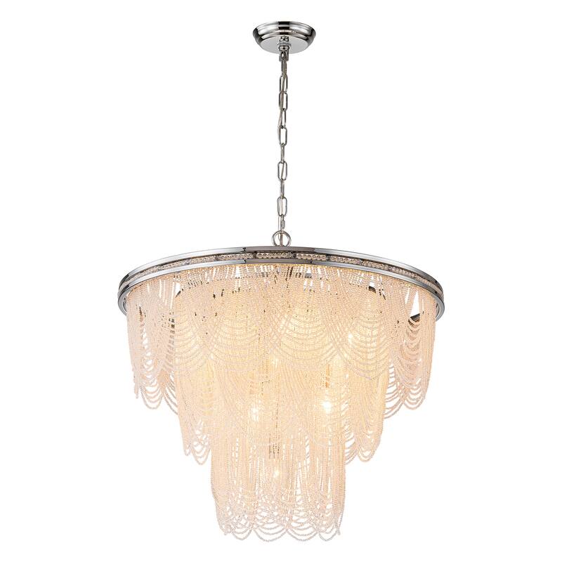 8/ 10-Light Modern Glam Large 3-Tiered Beaded Crystal Chandelier for Living Room