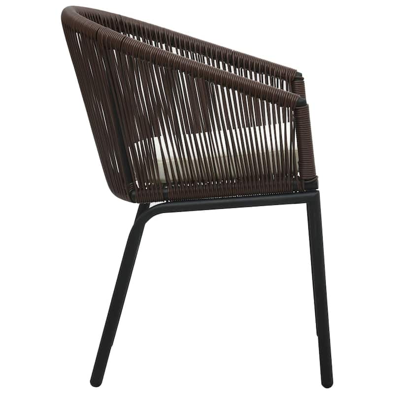 vidaXL Patio Chairs 2 Pcs Wicker Patio Dining Chair with Cushion PE Rattan
