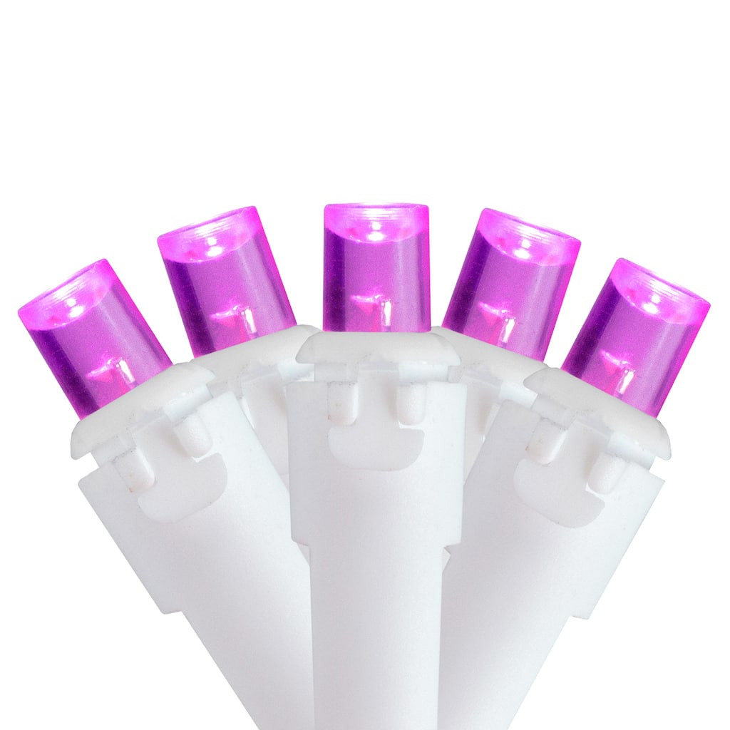 LED Wide Angle Christmas Lights - Pink - 16.25' White Wire - 50ct