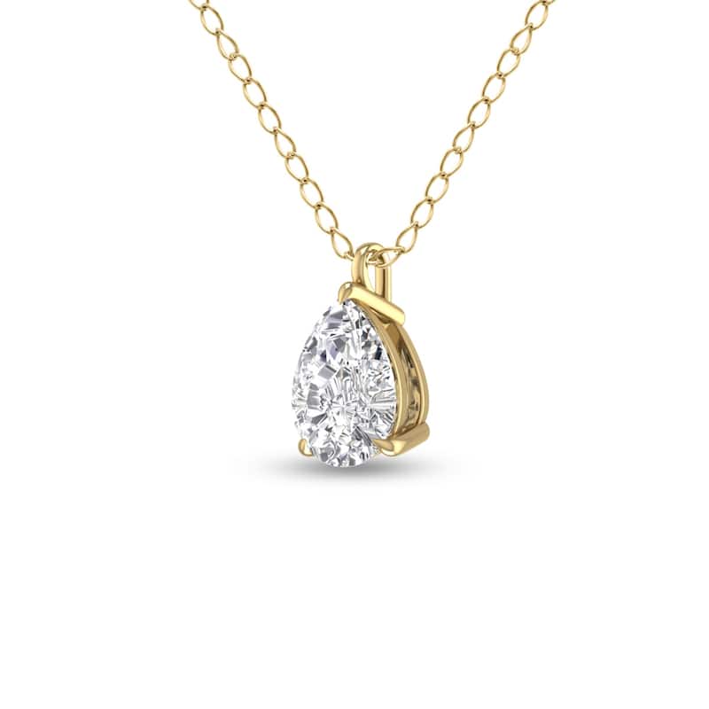 Marquee Lab Grown 1/4 Carat Pear Solitaire Diamond Pendant in 14K Yellow Gold