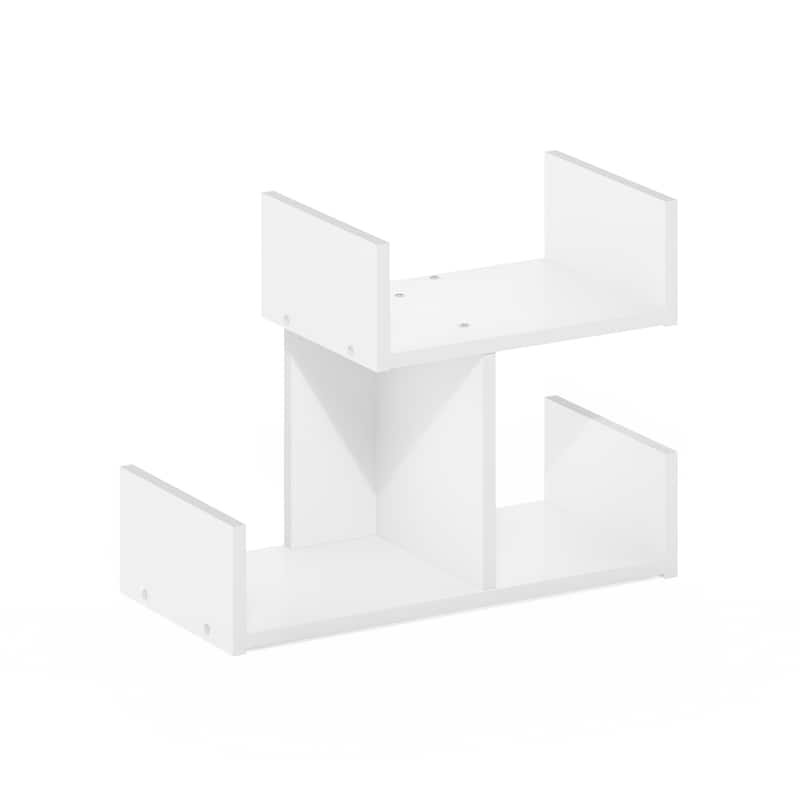 Furinno Hermite Wooden Desktop Bookshelf Storage Organizer for Home and Office Supplies, Espresso - White