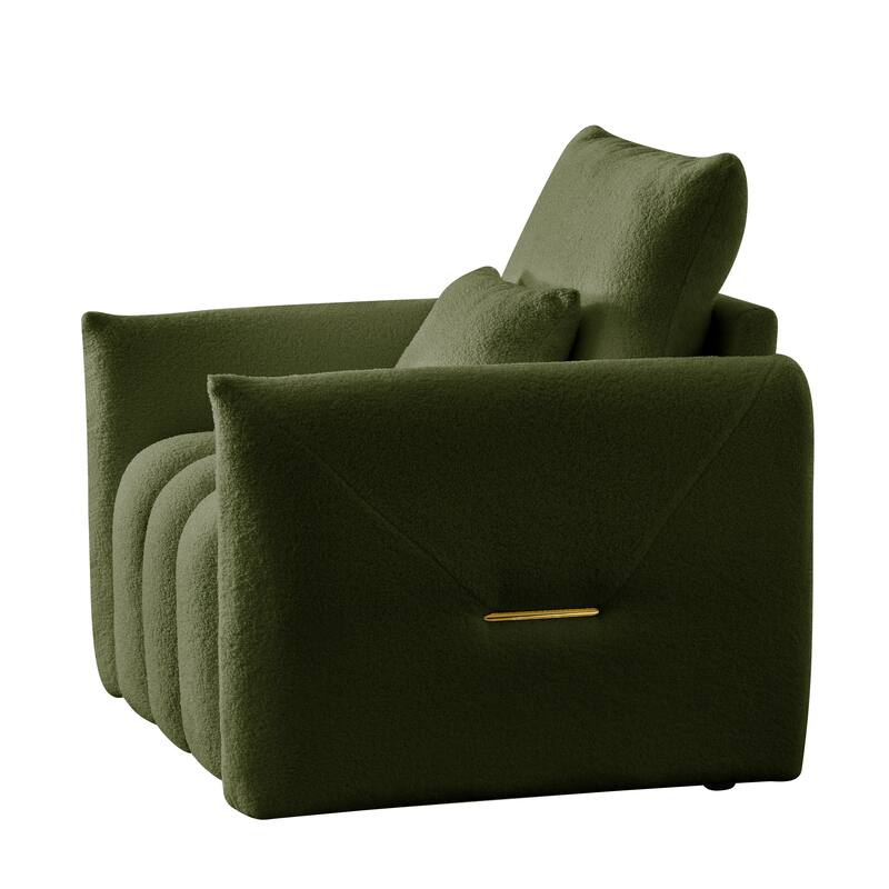 Anmytek Modern Teddy Fabric Lounge Chair with Included Pillow