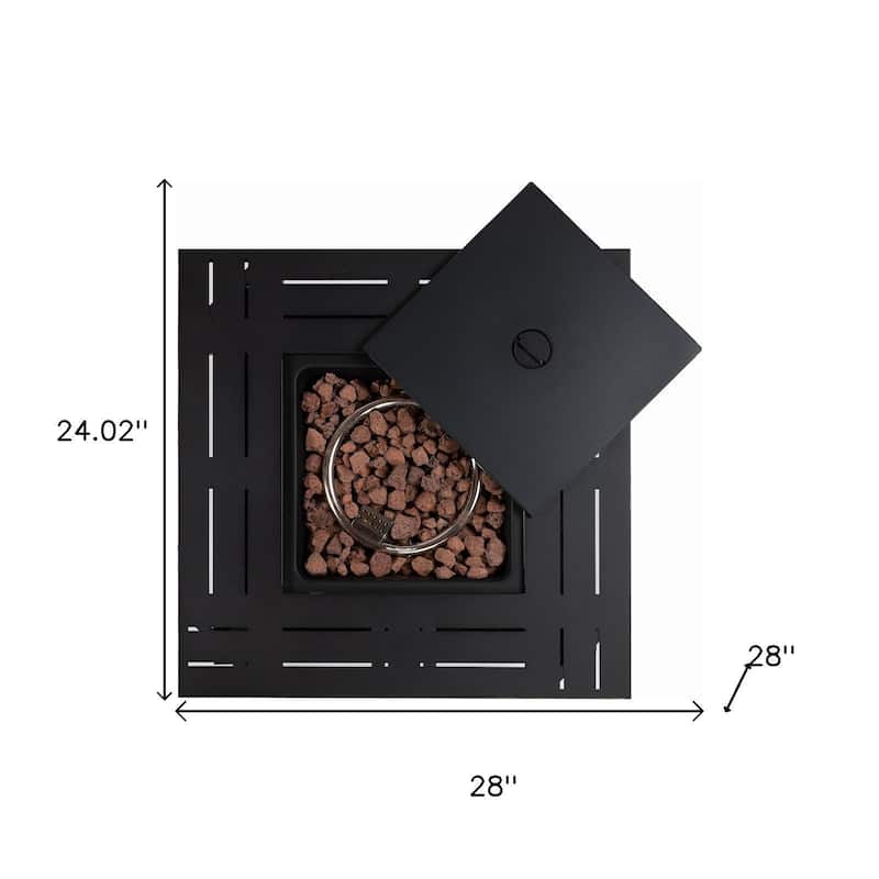 50000 BTU 28" Black Steel Propane Square Fire Pit Table With Cover