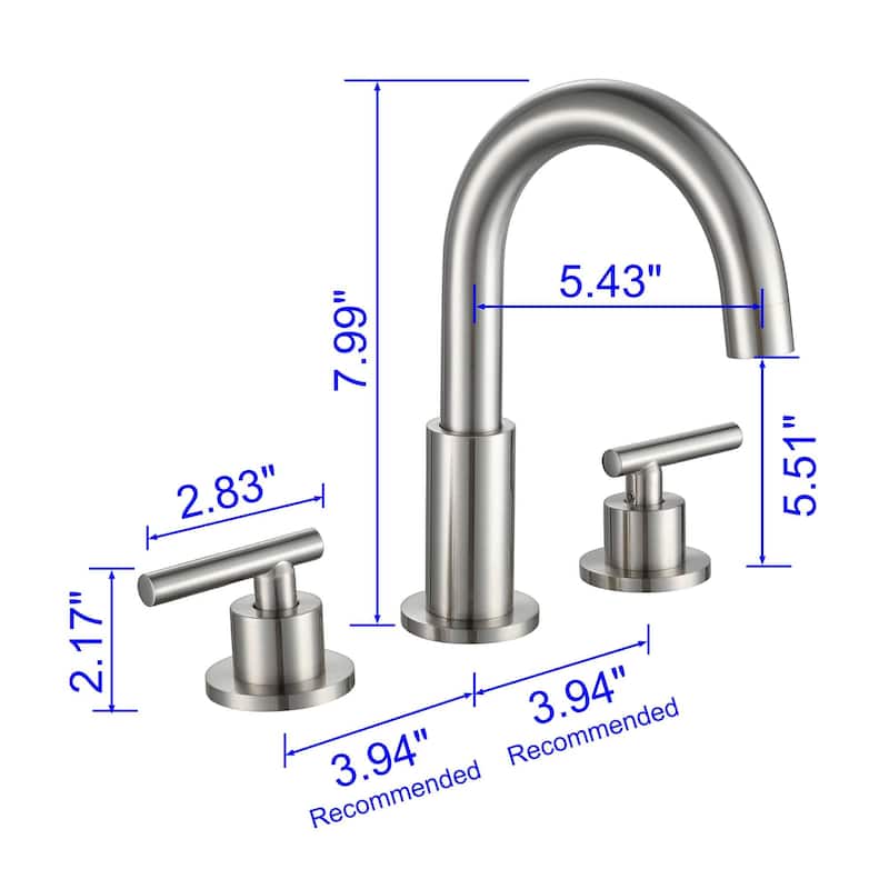 8 Inch Widespread Bathroom Sink Faucet 3 Holes Bathroom Faucet Double Handle Modern Basin Vanity Faucets Deck Mounted No Drain