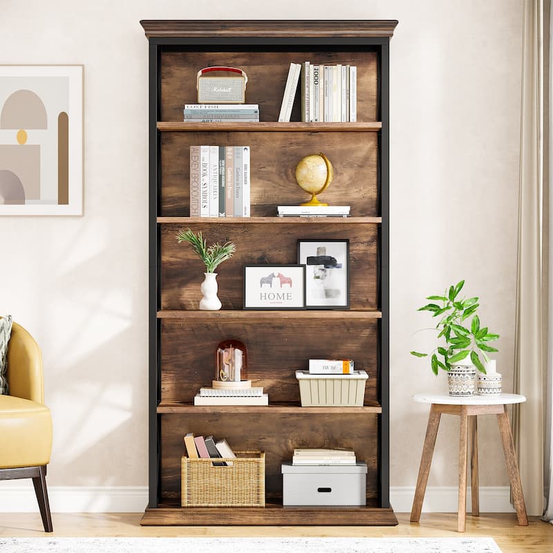 71 Inches Industrial Bookshelf, 6-Tier Bookcase Bookshelves, Freestanding Display Storage Shelf for Home Office