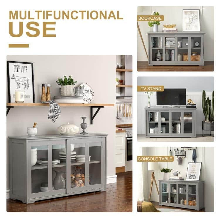 Sideboard Buffet Cupboard Storage Cabinet with Sliding Door - 42" x 13.0" x 24.5" (L x W x H)