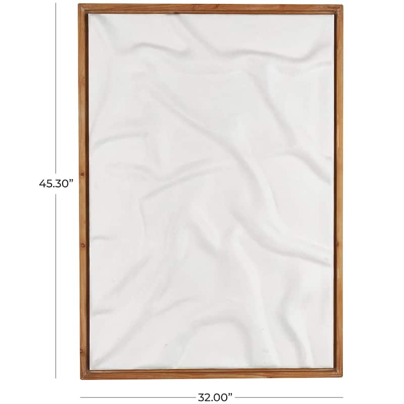 Wood Abstract Abstract Dimensional Shaped Wall Decor with Brown Wooden Frame - White - Roche River Decor