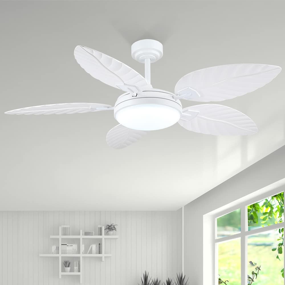 52" Palm Leaf Waterproof Tropical Ceiling Fan with Light and Remote,Indoor and Outdoor Ceiling Fan,for Farmhouse - 52 Inches