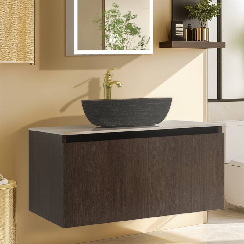 32/40/48 inch Bathroom Vanity with Sink Floating Ceramic Basin Cabinet - 40x20inch