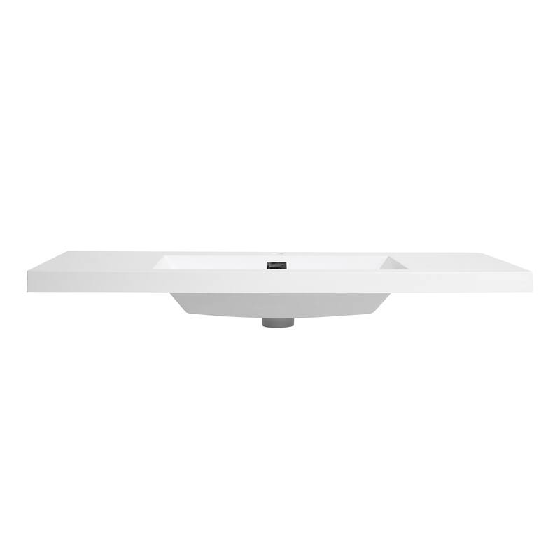 GDFStudio - Elara Gloss White Resin Bathroom Sink Top Only, Modern Rectangular Basin for Wall-Mounted Vanities