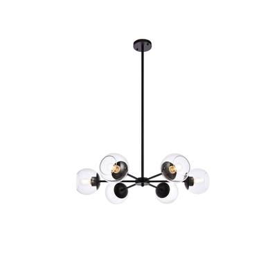 Briggs 30 inch pendant in black with clear shade - Exact Size