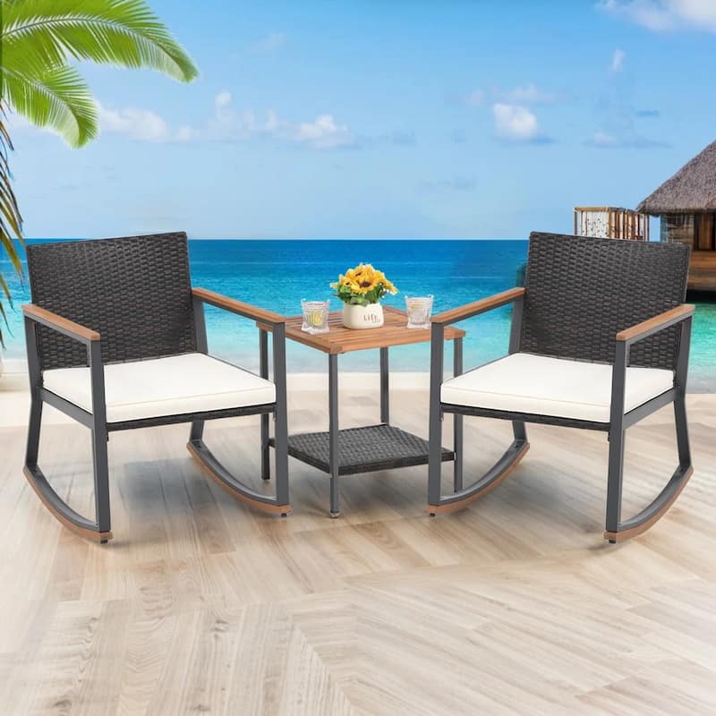 Patio Bistro Sets, 3 Piece Outdoor Folding Chairs Patio Furniture Sets with Table for Balcony, Garden and Porch