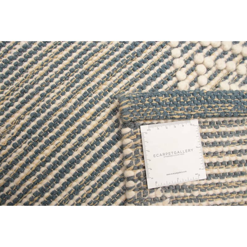 ECARPETGALLERY Braid weave Sienna Teal Wool Rug - 5'2 x 8'2
