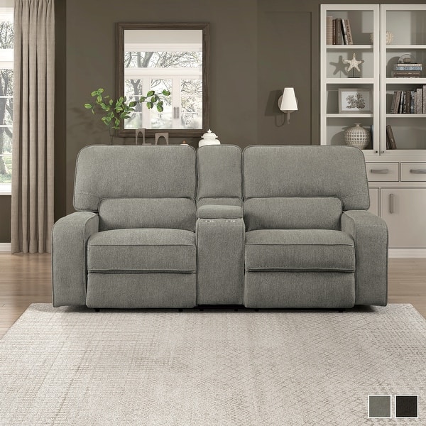 slide 2 of 14, Eymard Chenille Fabric Power Reclining Loveseat with Console