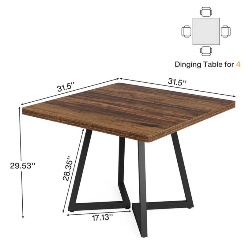 31.52" Vintage Square Wood Dining Table