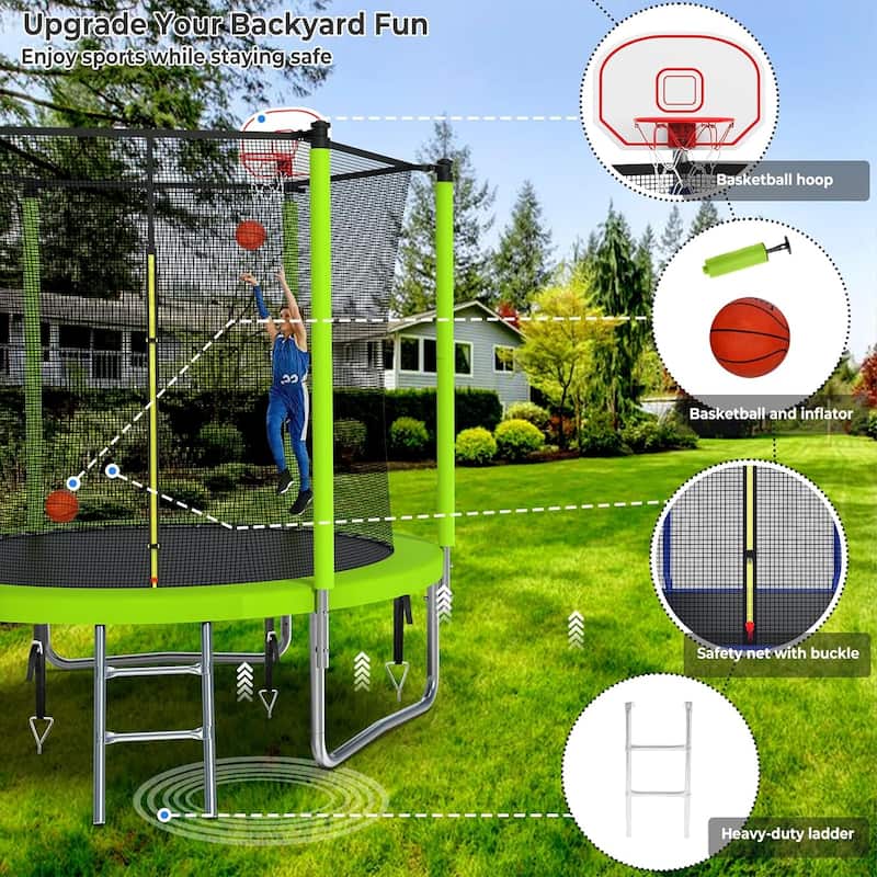 Upgraded 8FT 10FT 12FT Trampoline for Kids and Adults