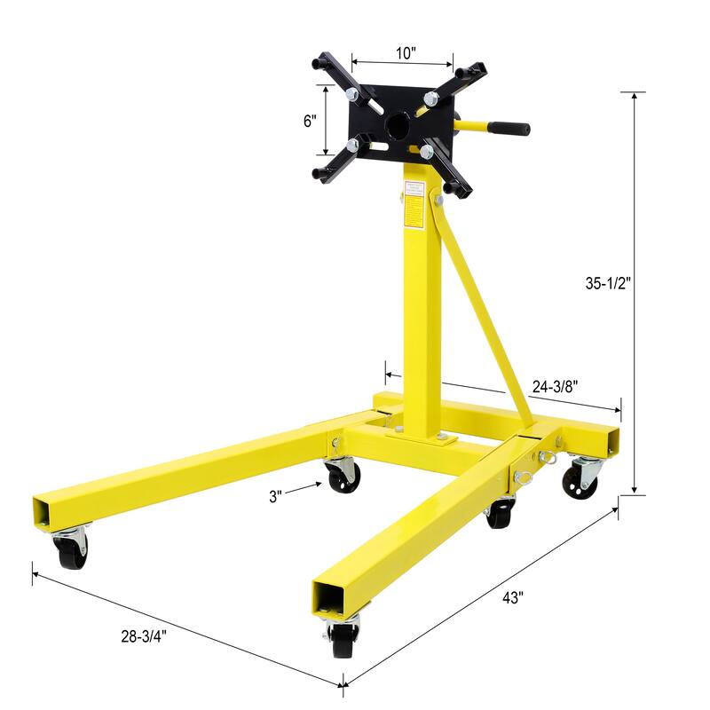 Folding Engine Stand 2000 LBS Capacity, Motor Hoist 360 Degree Adjustable Mounting Head Dolly Mover Auto Repair Rebuild Jack