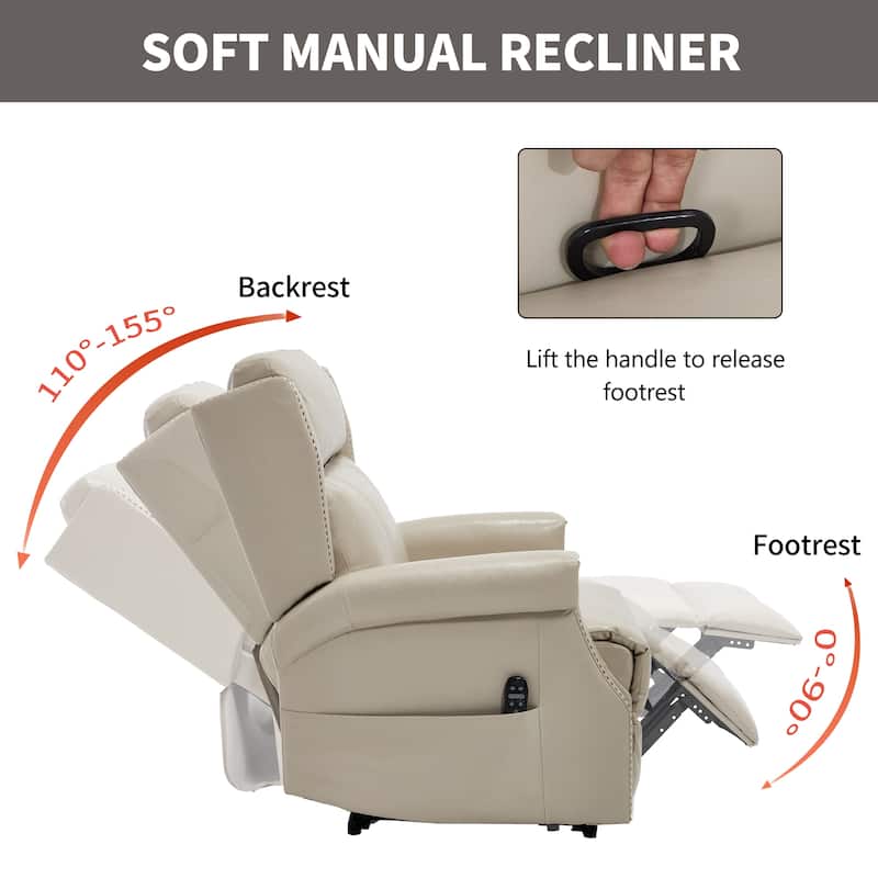 Manual Recliner Chair in Faux Leather for Living Room with Heavy Duty Motion Mechanism, 8 vibrating nodes