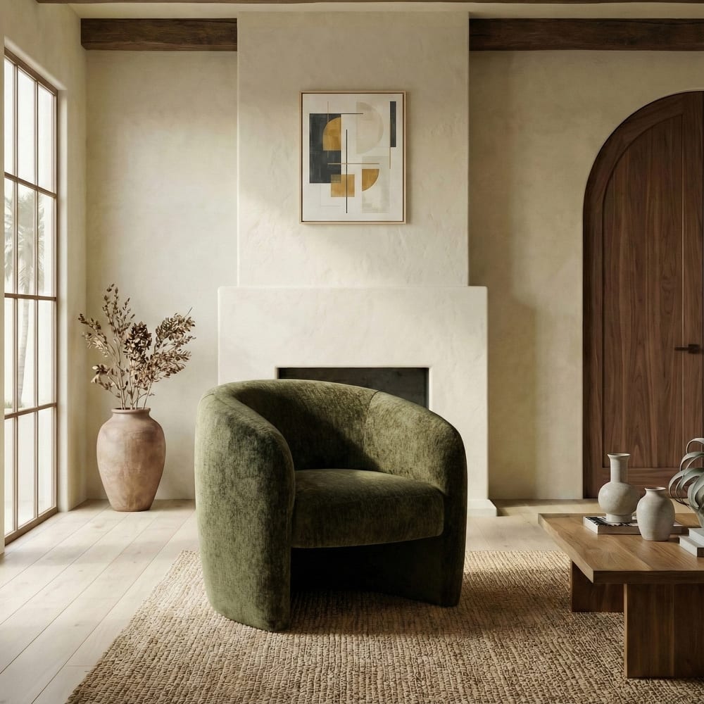 SAFAVIEH Couture Sangita Barrel Back Accent Chair - 35" W x 31" D x 30" H - 35"W x 31"D x 30"H