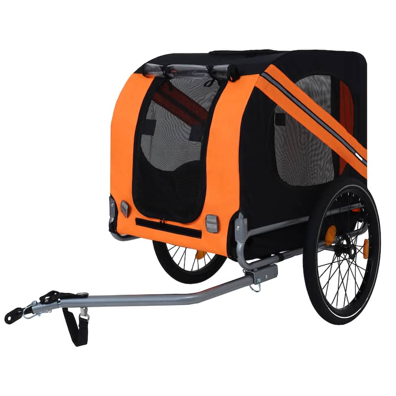Large Folding Bike Trailer For Dogs-66lb Capacity All-Terrain Pet Carrier, Durable Steel Frame For Cycling