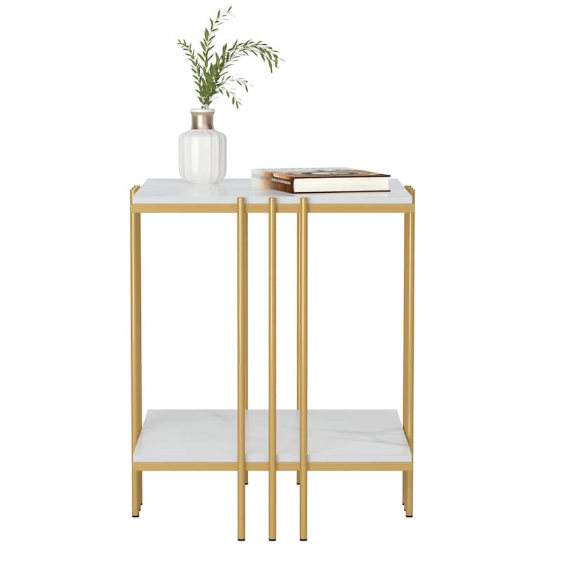 Square Sintered Stone Side Table, Modern End Table