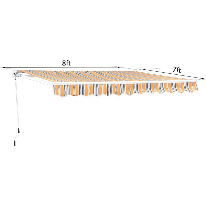 Outsunny 8' x 6.6' Outdoor Patio Manual Retractable Exterior Window Awning