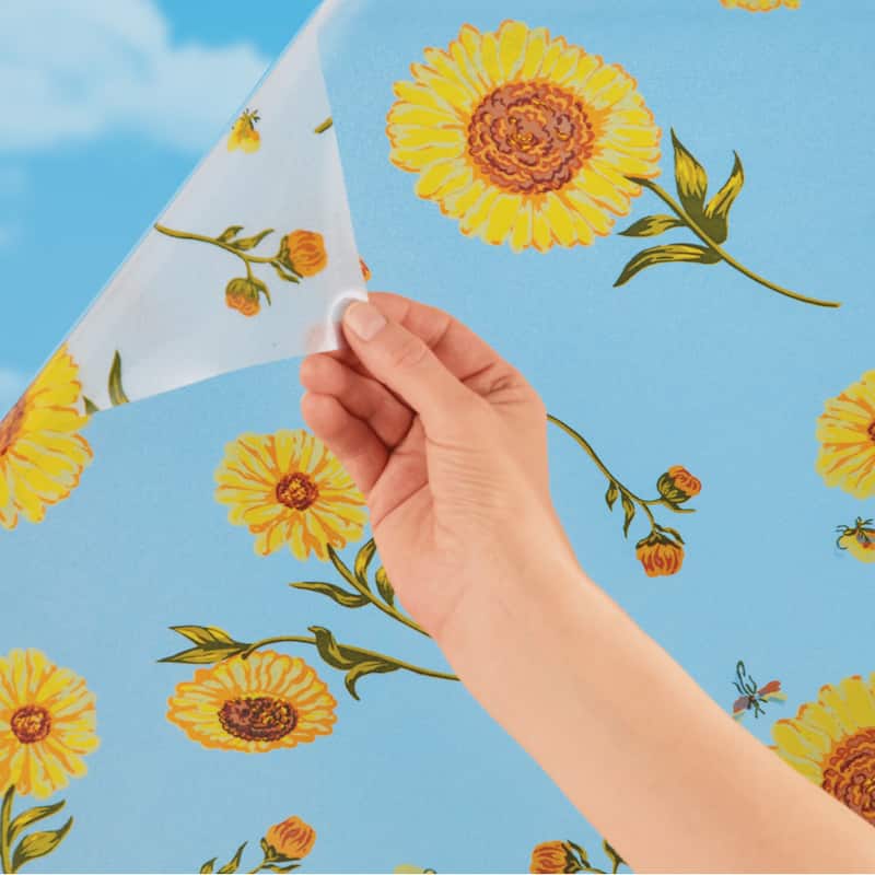 Colorful Sunflower Privacy Cut-To-Fit Window Cling - 59 x 0.01 x 17.75 - Yellow - 59 x 0.01 x 17.75
