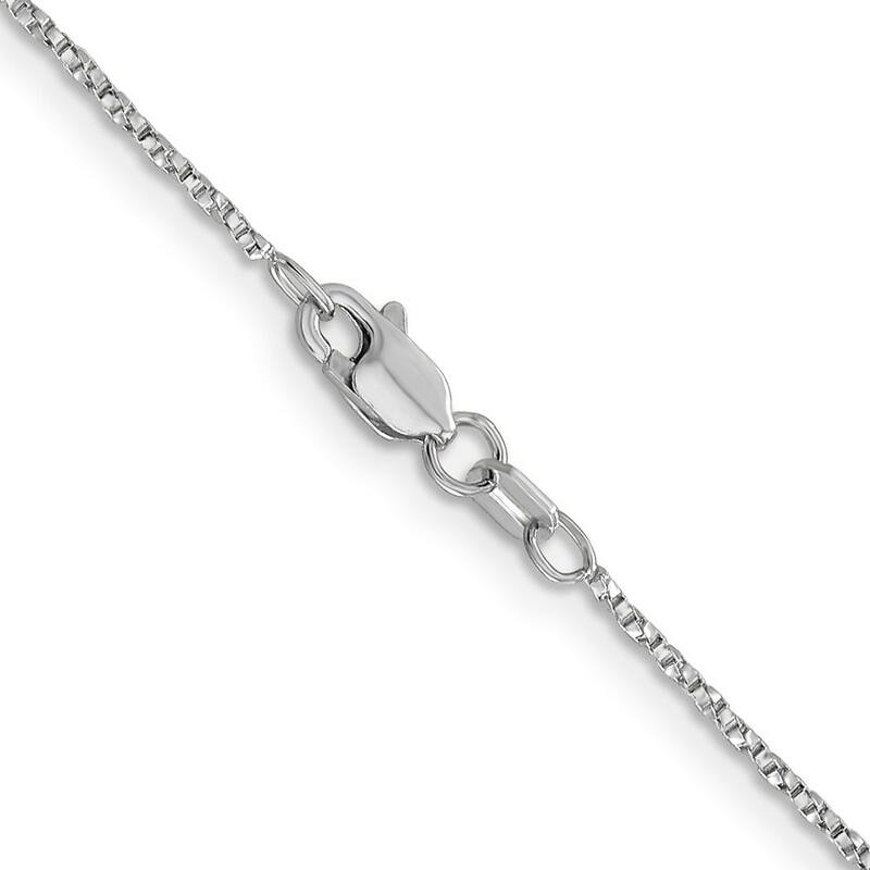 Curata 14k White Gold Solid 1mm Twisted Box Chain Necklace (Lobster) Options: 16 18 20 24
