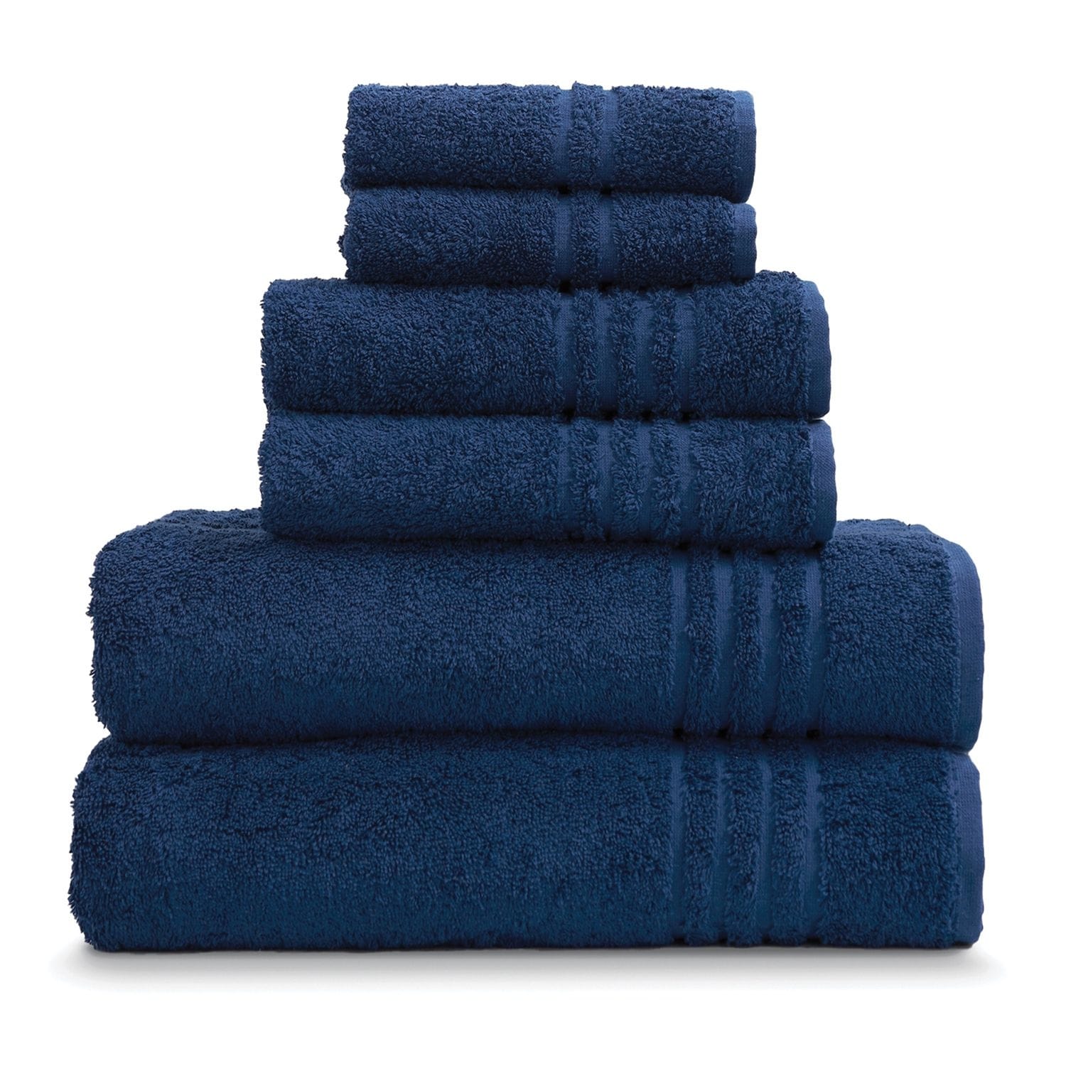 Shop Marle 100% Cotton Dobby Yarn Dyed 6 Piece Towel Set Blue, Bath Towels