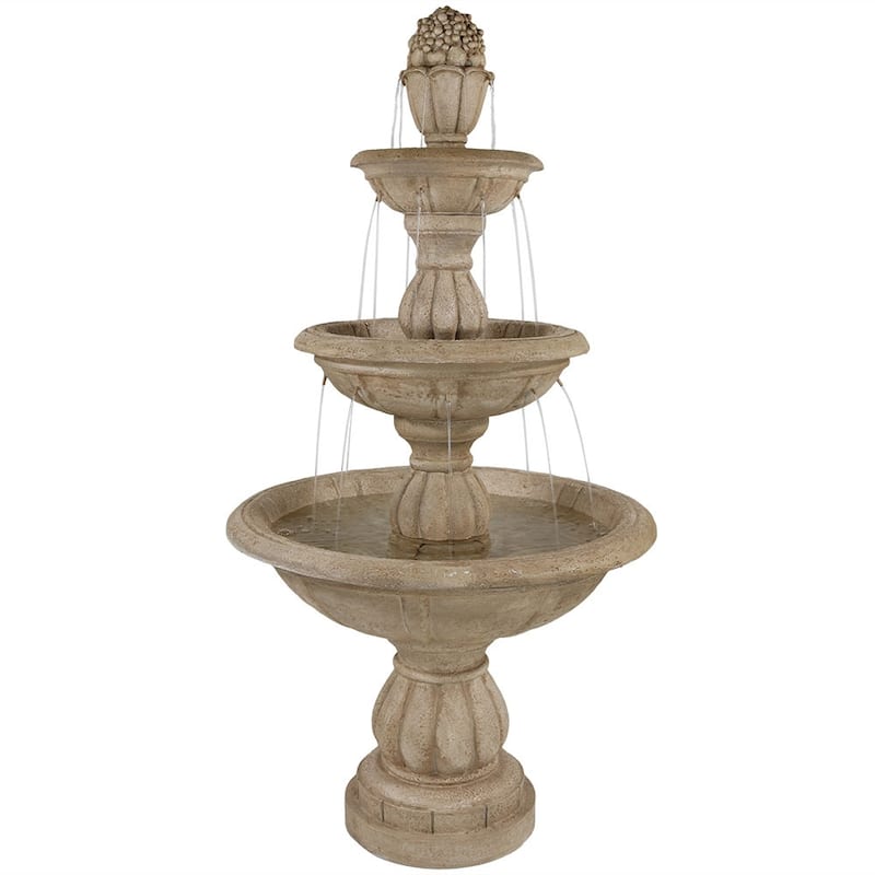 Sunnydaze 3-Tier Cornucopia Outdoor Water Fountain - 61" H - Tan