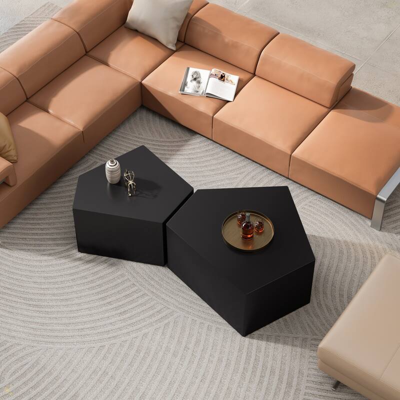35.83" Stylish and Minimalist Modern Wave Stripe Round Coffee Table