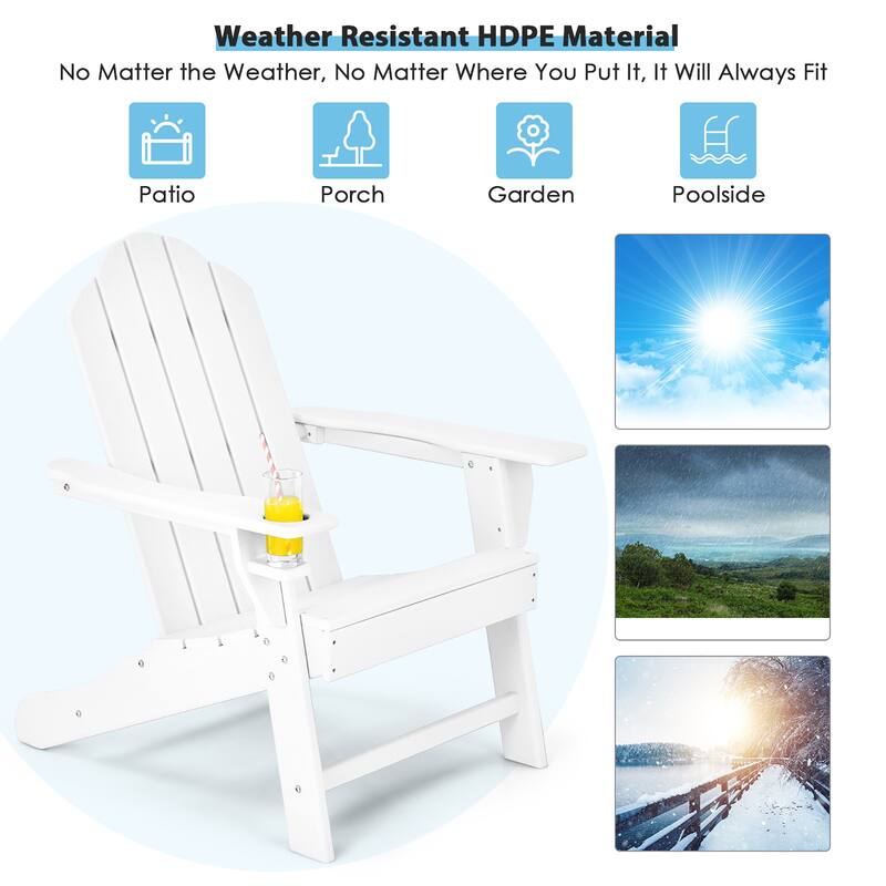 Costway 2 PCS Patio Adirondack Chair Side Table HDPE Weather Resistant