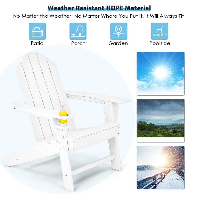 Costway 4PCS Patio Adirondack Chair Weather Resistant Garden Deck - 34'' x 31'' x 37''