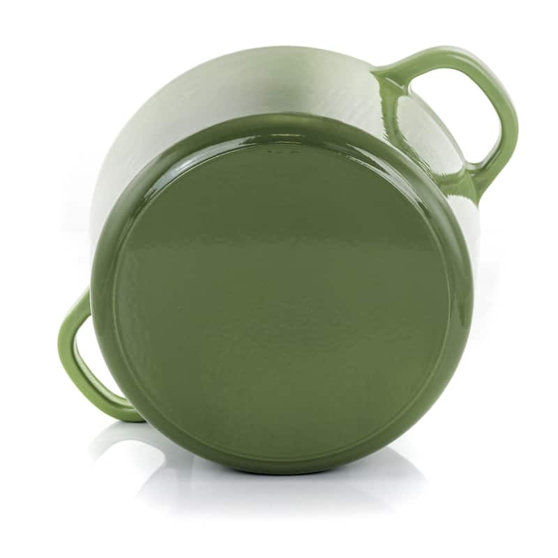 Heavy Duty 7 Quart Enamled Cast Iron Dutch Oven with Lid in Light Forest Green