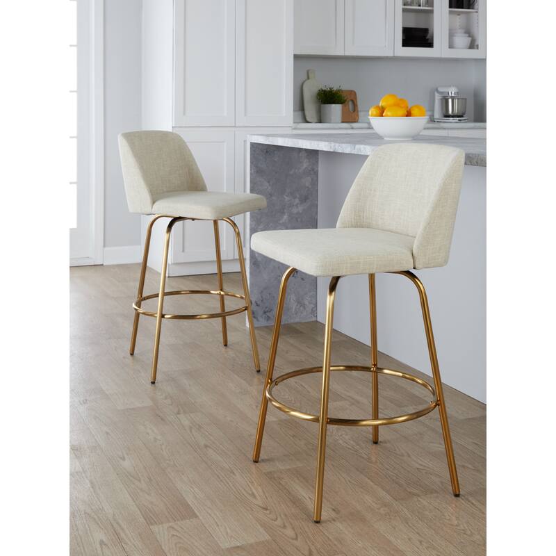 Silver Orchid Vallberga 26" Counter Stool with Gold Metal Base (Set of 2)