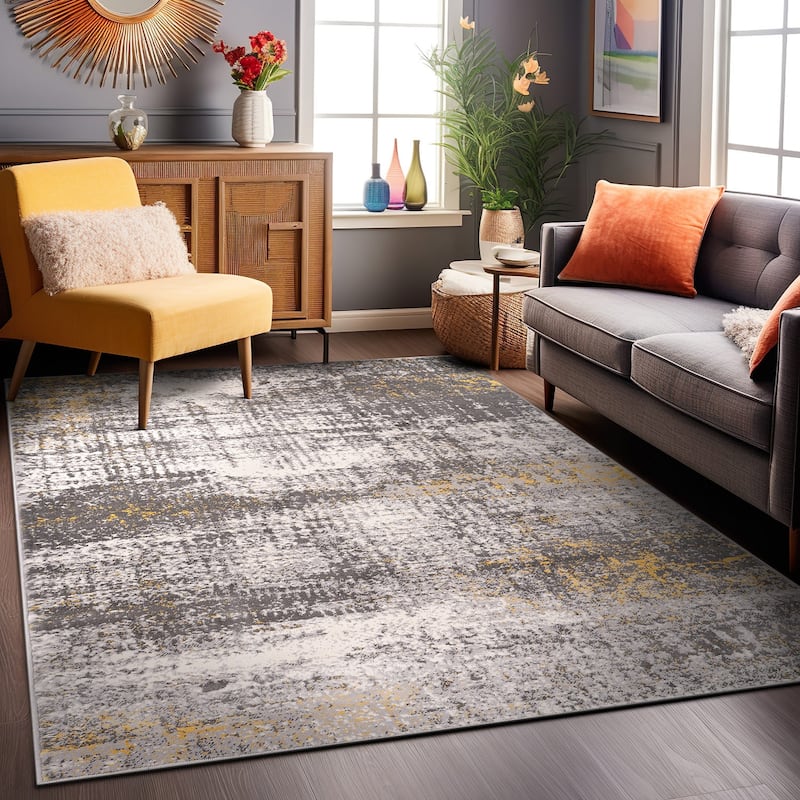 World Rug Gallery Geneva Contemporary Distressed Absract Area Rug