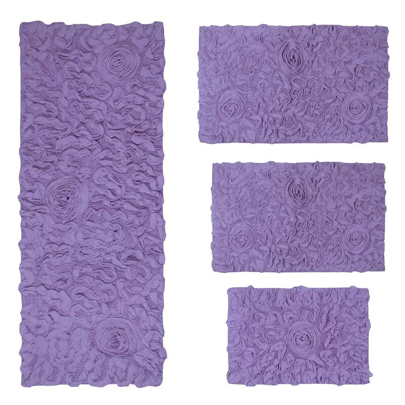 Home Weavers Modesto Collection 100% Cotton Bath Rug, Non-Slip Bath Rug, Extra Soft, Machine Wash, 4 Pcs Set with Runner